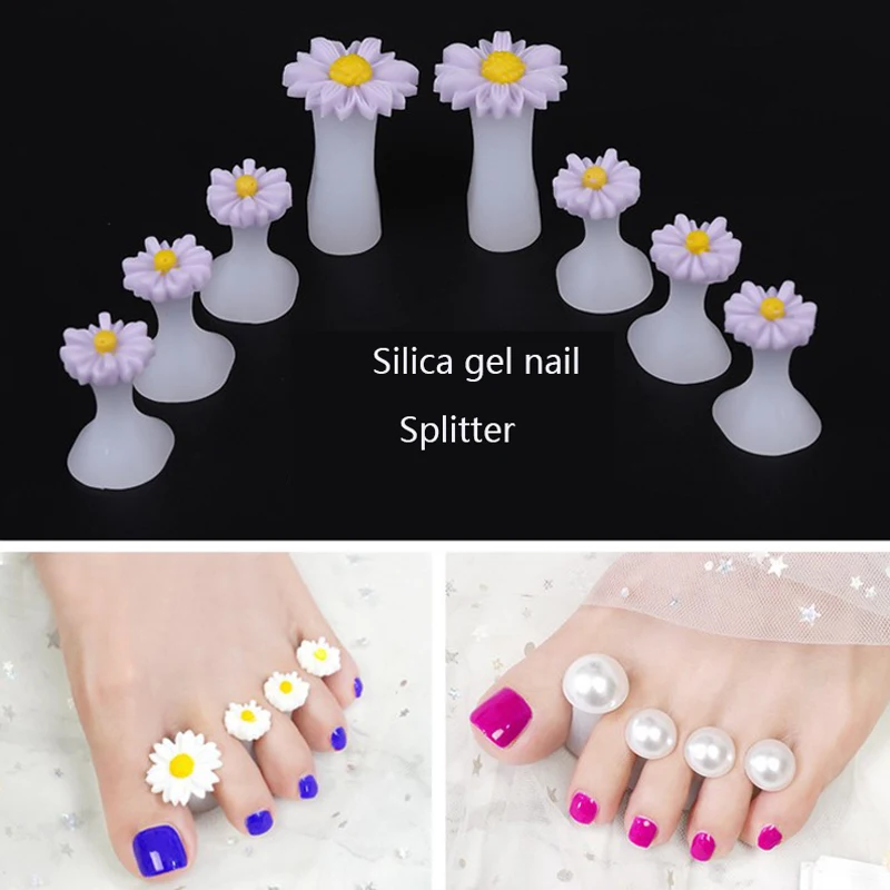

New product 8Pcs/Pack Silicone Toe Separator Daisy Flowers Designs Toe Spacers Manicure Tools Soft Nail Splitter Device