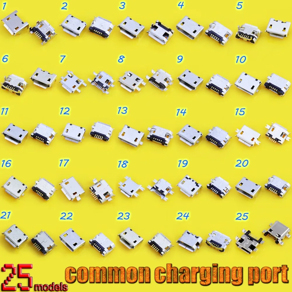 25 моделей Micro usb разъема очень распространенный зарядный порт для ZTE Huawei и других