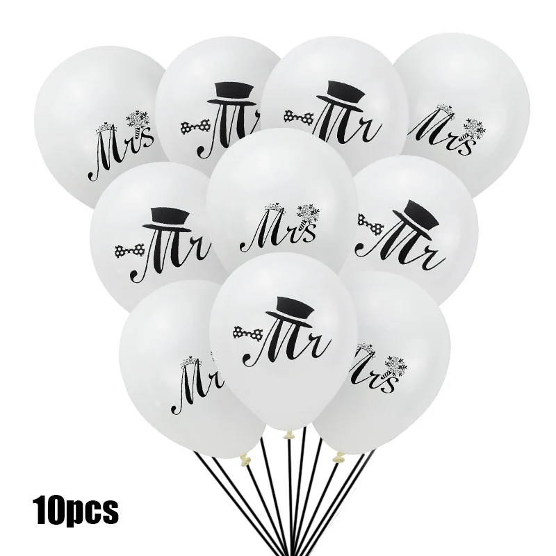 balloon 10pcs 10 шт. только что замужние шары Mr& Mrs латексный Набор Свадебные украшения Помолвочные вечерние принадлежности белые 123 вечерние 10 дюймов - Цвет: balloon 10pcs