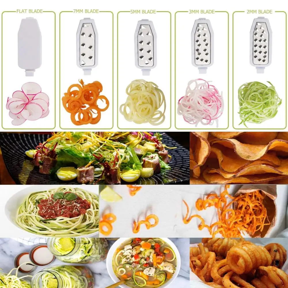 TPUSNOK 5 лезвий Spiralizer высокое качество Овощной слайсер с контейнером для пищевых