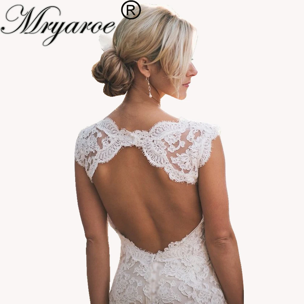 Кружевные богемные свадебные платья Mryarce винтажные в сельском стиле с v образным