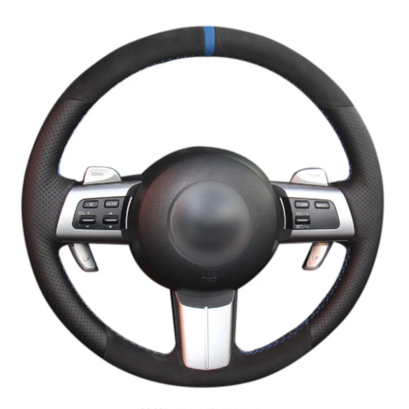 DIY Швейные on из искусственной кожи черная замша крышка рулевого колеса точное