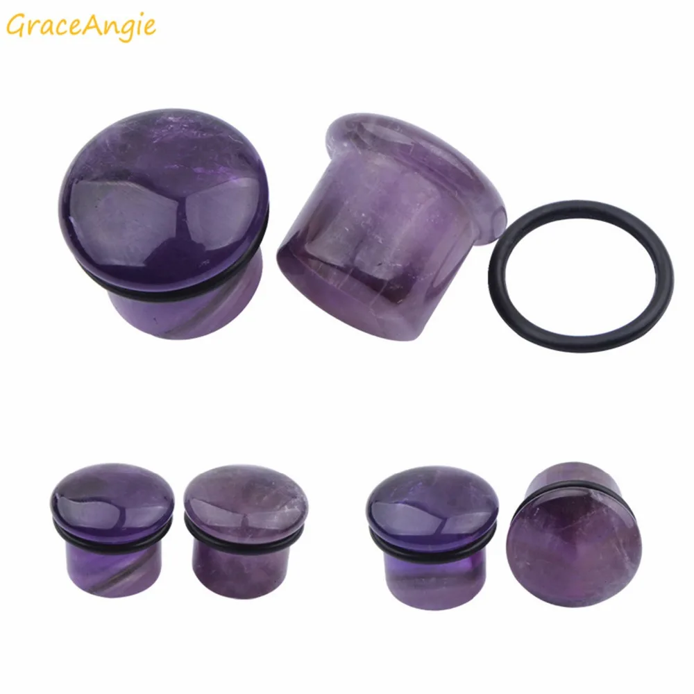 GraceAngie 2 шт. 4/6/8/10/12/14 мм затычки для ушей туннель камень фиолетовый Charoite кожаное
