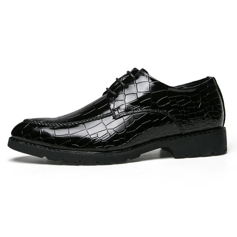 snake skin patent leather formal luxury italian brand glossy dress party cool designer male footwear brogue oxford shoes for men | Обувь