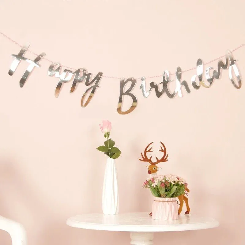 1 комплект 16 дюймов буквы фольгированные шары «С Днем Рождения» Happy День рождения украшения Детские воздушные шарики с алфавитом Baby Shower поставки - Цвет: Sliver Banner