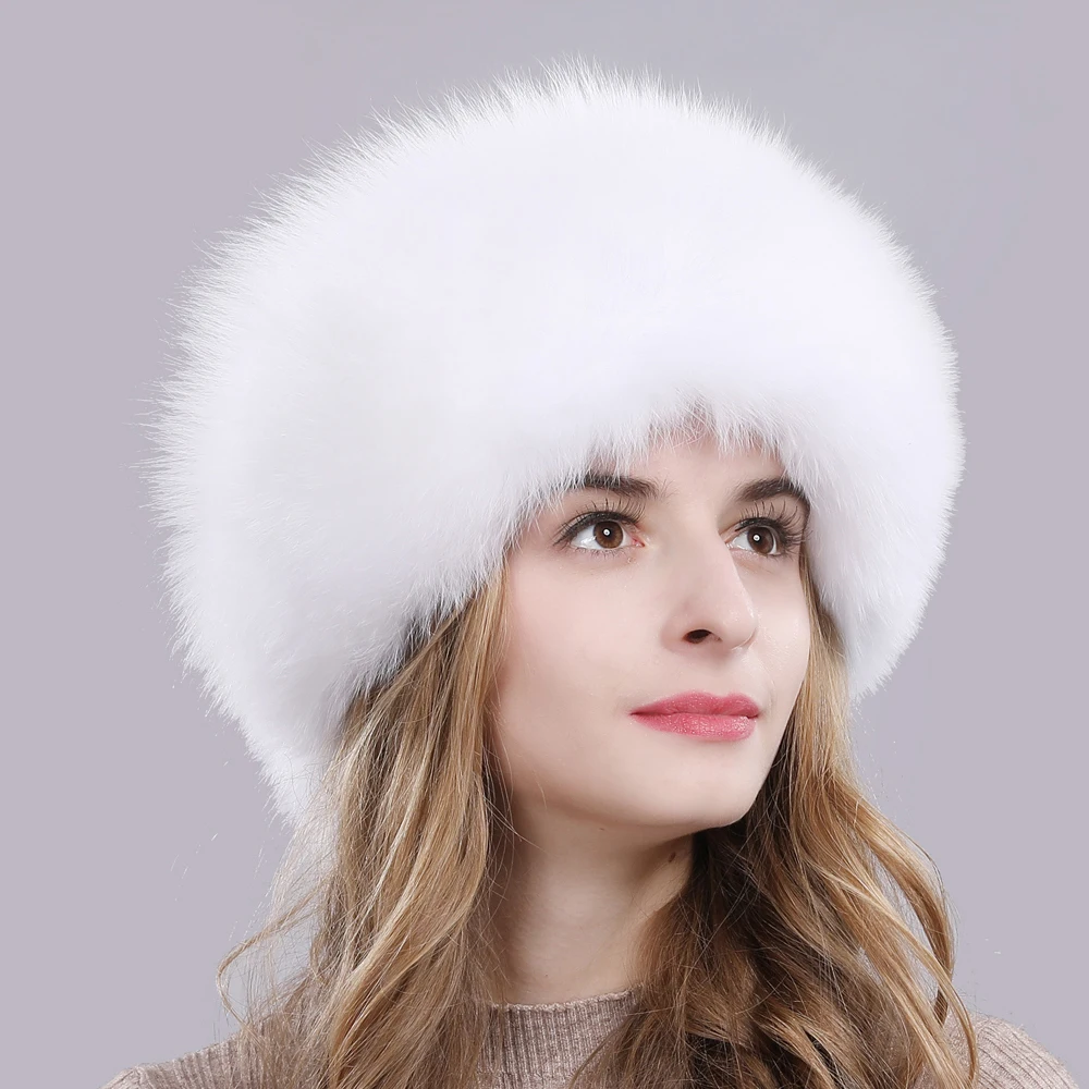 Женская шапка из натурального Лисьего меха для русской зимы, теплая мягкая пушистая шапка из меха лисы, роскошная женская качественная шапка-бомбер из натурального Лисьего меха