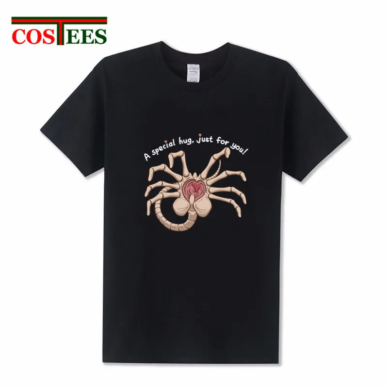 Забавная футболка с персонажем из мультфильма А обнимай Мужская ужасом alien facehugger