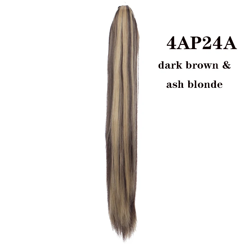 4AP24A S-noilite 18-26 дюймов длинные вьющиеся конский хвост клип в наращивание волос Синтетические прямые поддельные хвост пони коготь на шиньоны - Цвет: 4AP24A