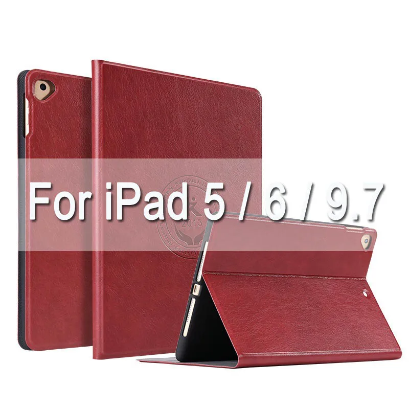 For ipad 5 6 9.7 Мягкая задняя крышка из искусственной кожи роскошные Бизнес Чехол-книжка Автоматический будильник Смарт Обложка для iPad mini 123 4 5 и iPad 2/3/4, для нового iPad 9,7 дюймов MacBook Air - Цвет: For ipad 5 6 9.7