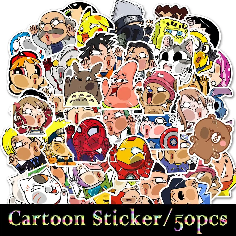 AZ021-50pcs 50 шт. смешанные Мультяшные персонажи аниме наклейки s Goku/Totoro для багажа, ноутбука, скейтборда, автомобиля, мотора, велосипеда, водонепроницаемые наклейки - Color: AZ021-50pcs