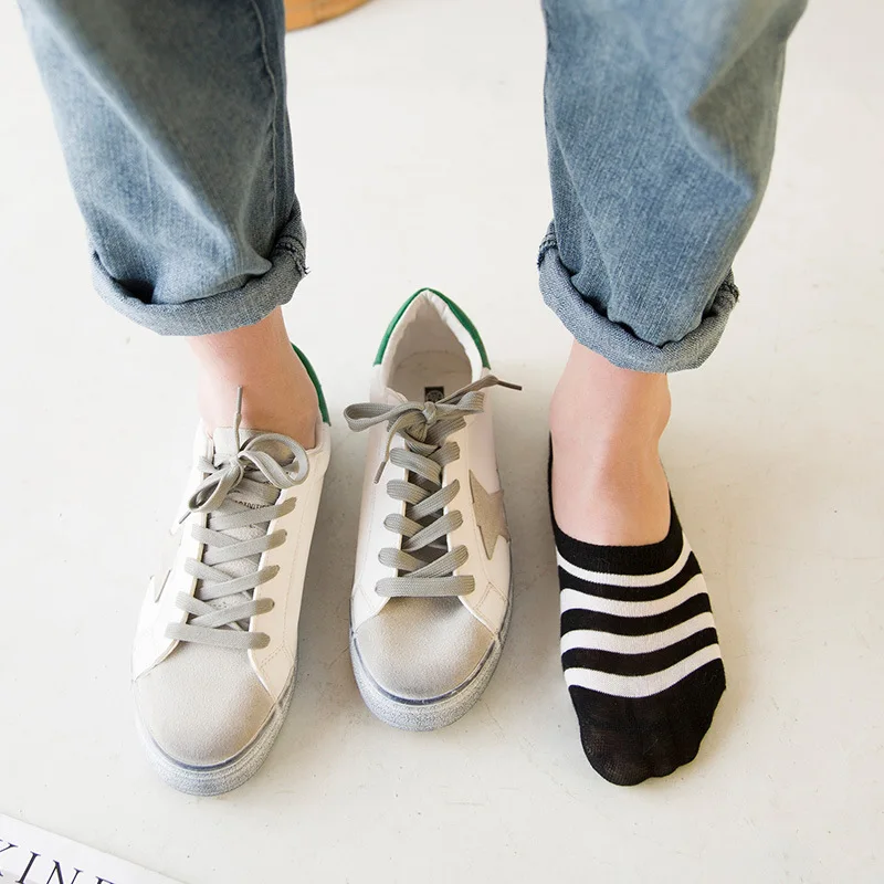 2017 черные белые полосатые хлопковые мужские носки смешное искусство невидимое