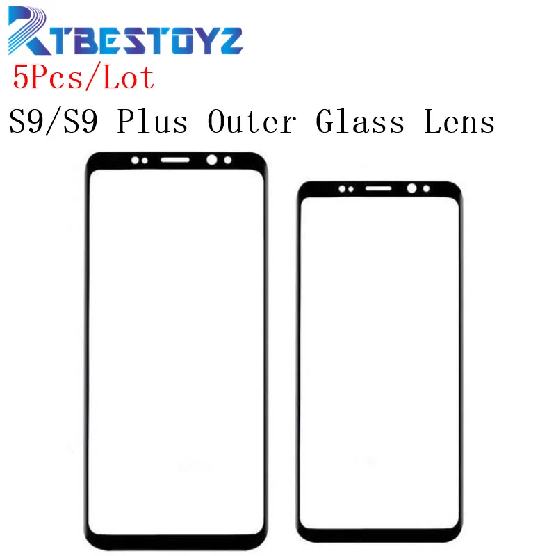 

RTBESTOYZ 5PCS For Samsung S9 Plus G965 Black Front Outer Touch Screen Glass Lens Cover Replacement For Samsung Galaxy S9 G960