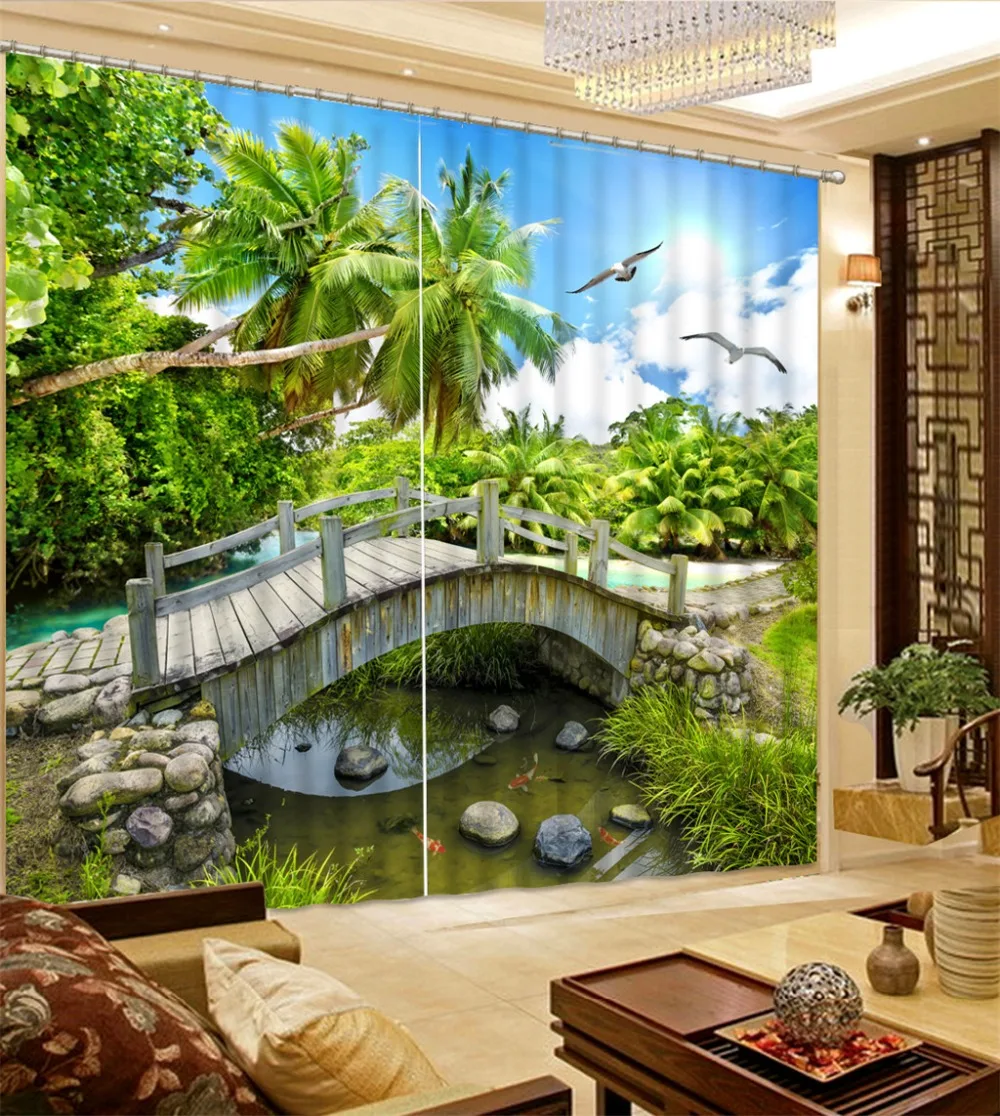 3d затемняющие шторы с изображением арки моста пейзажа для гостиной постельного