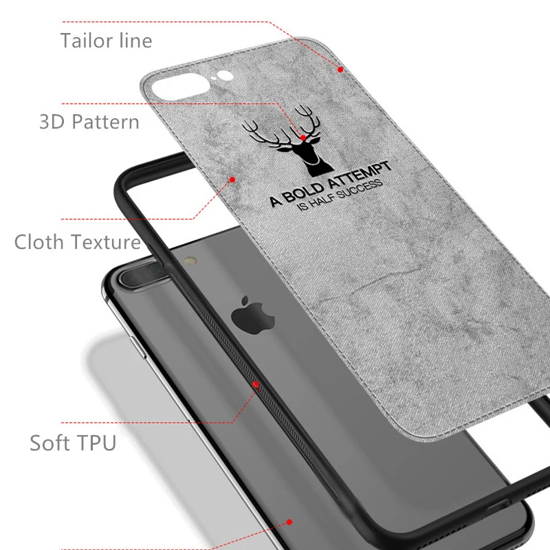 Забавный чехол для телефона iphone Xs Max 6 6s 7 8 plus мягкая ткань 3D рисунок милый олень X 10