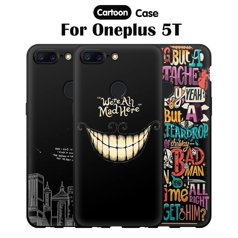 JURCHEN чехол s для One plus 5 T чехол для Oneplus 5 T чехол с матовым мультяшным принтом черный силиконовый чехол для Coque Oneplus 5 T чехол