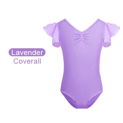 Lavender Leotard Купальник для балета, танцев для девочек, детская одежда из хлопка Топ с шифоновой юбкой костюм с короткими рукавами с рукавами в тренировочная одежда для занятий гимнастикой - Цвет: Lavender Leotard