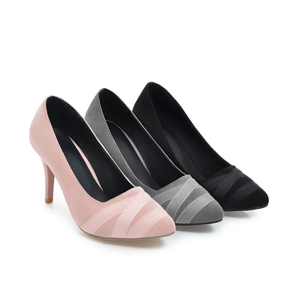 

MORAZORA sexy ladies shoes spring summer pointed toe shallow slip on extreme high heels flock thin heel pumps women shoes
