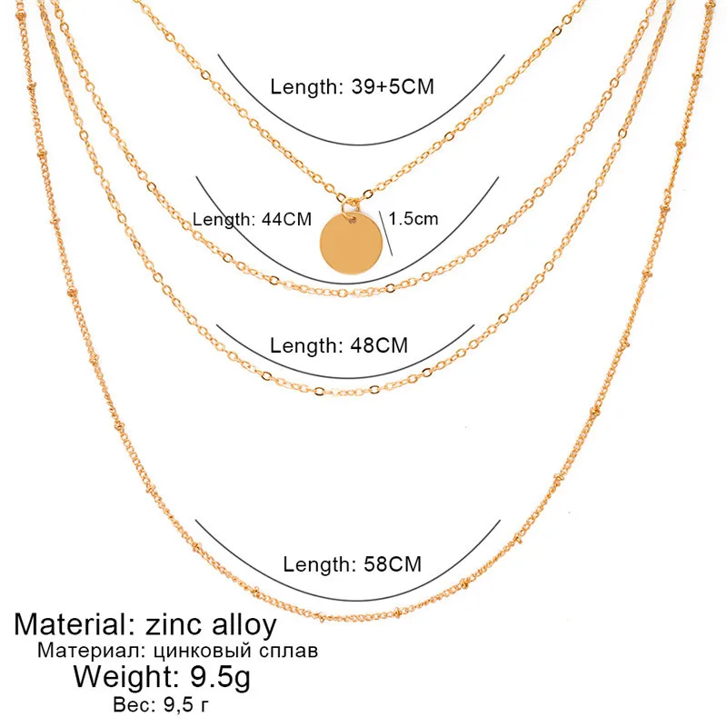 Женский чокер Золотая серебряная цепочка колье с монетой мода многослойная