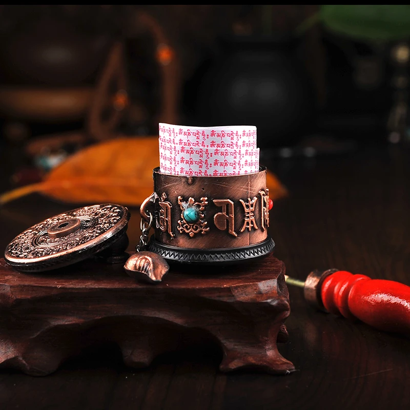 Буддийский орнамент тибетские товары коричневая мантра ручная вращающаяся