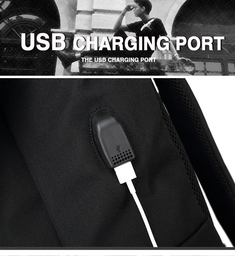 OZUKO Fashion Backpack Men for Teenager 15.6 inch Laptop Backpack Oxford Travel Rucksack Casual School Bags USB Charging Mochila