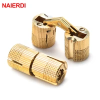 4pcs naierdi copper brass furniture hinges 8 18mm cylindrical hidden cabinet concealed invisible door box hinges for hardware