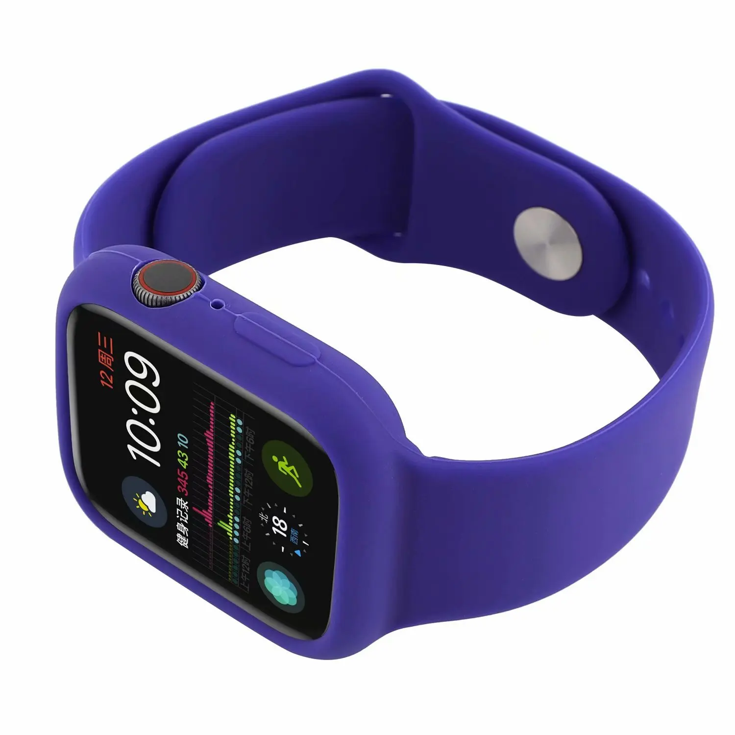 Purple Силиконовый браслет ремешок и ударопрочный чехол для apple watch 4 44/40 мм спортивный ремешок защитный бампер для наручных часов iwatch серии, версия 1, 2, 3, ремешок 42/38 мм - Цвет ремешка: Purple