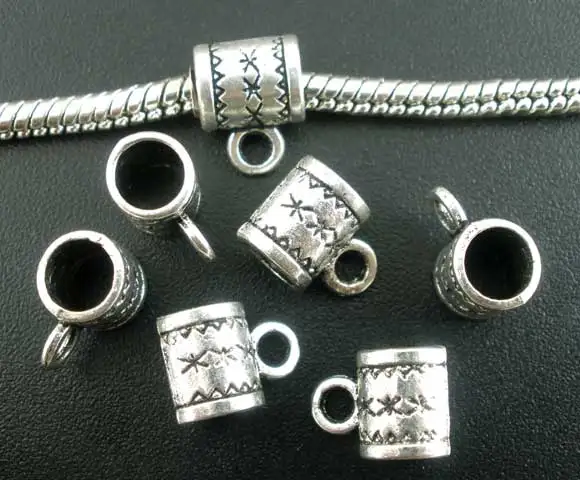 DoreenBeads European Style Bails Beads Round Antique Silver Color Pattern 8.0mm( 3/8&quot) x 6.0mm( 2/8&quot) 20 PCs 2015 new | Украшения и