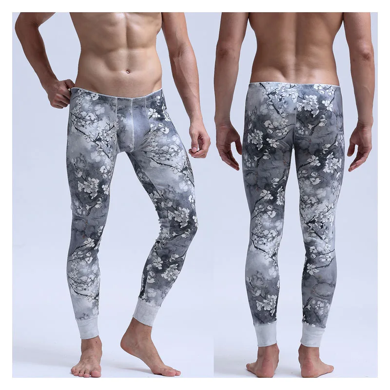2pcs/lot New Men's Cotton Thermal underwear long johns Autumn and Winter sexy warm casual pants mens polar fleece pants -4 Color
