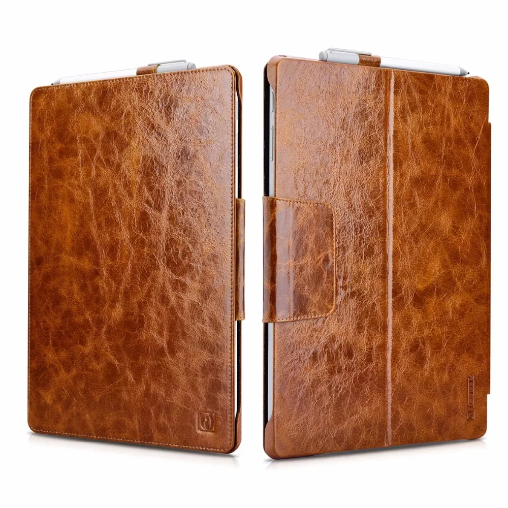

Icarer Vintage Genuine Leather Folio Case For Surface Pro 7 Retro oil wax Leather Flip Cover For Surface Pro 6 5 4 Universal