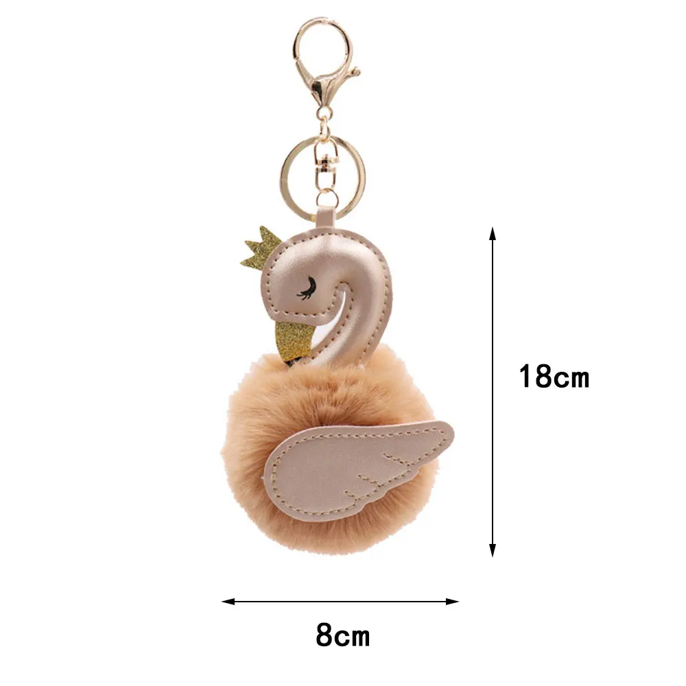 Keychain Pendant Plush Swan Backpack Clothing Bag Ornament Party Hanging Gift Key Buckle Delicate Lovely Ring | Дом и сад