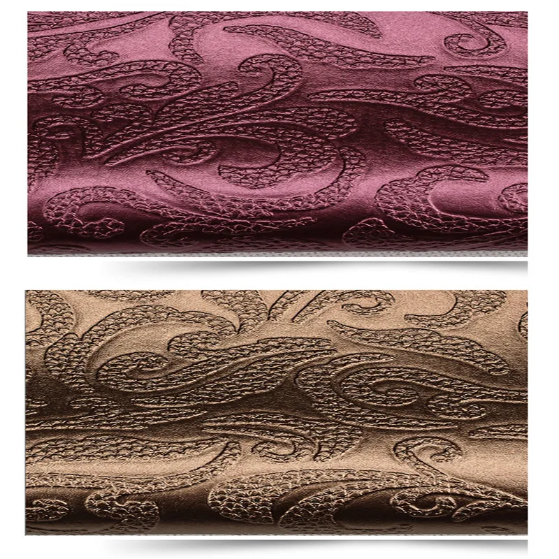 Lychee Life A4 Embossed Stripe Printed Faux Leather Fabric Floral Synthetic Leather DIY Sewing Material for Handbags