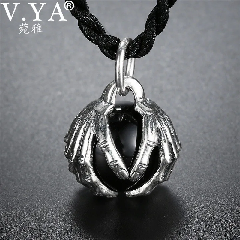 V. YA, уникальные тайские серебряные черные подвески с камнями, мужские ювелирные изделия в рок-стиле, особая ручная работа, подвеска из бисера, хорошее ювелирное изделие
