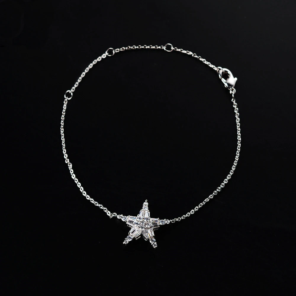 CZ Теннисный браслет ювелирные изделия Модные милые девушки звезда хрустальные