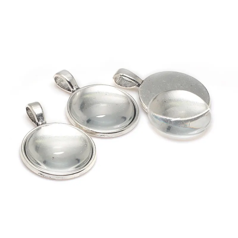 Опт антикварное серебро металл цинк сплав трендовый круглый кабошон кулон