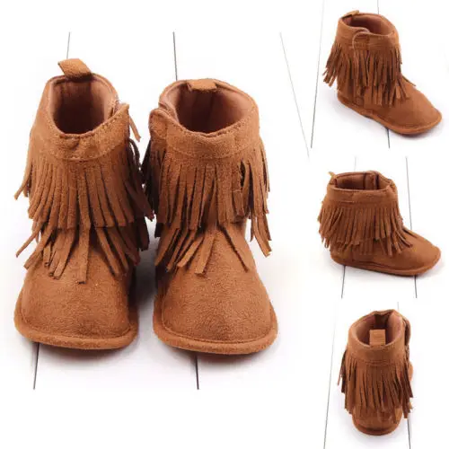 Ботинки с кисточками для новорожденных мальчиков и девочек обувь