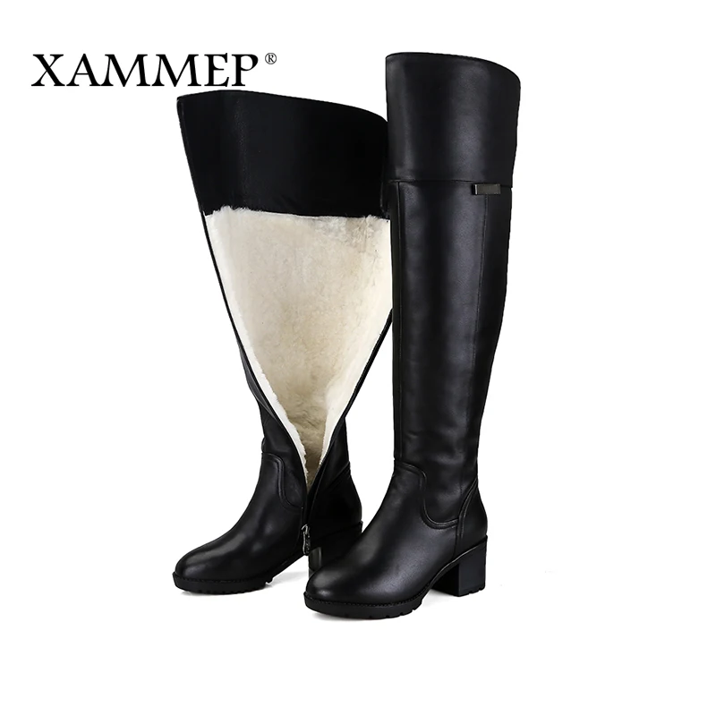 Брендовые женские сапоги Xammep выше колена большие размеры Высококачественная