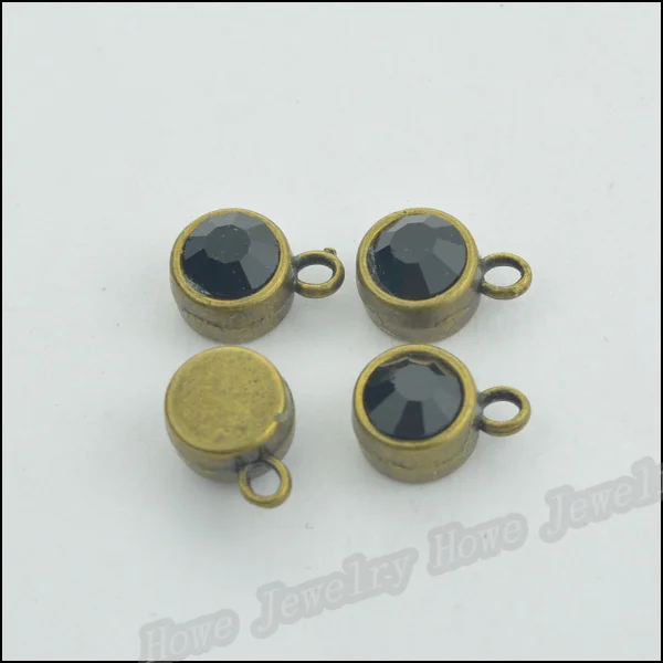 Высокое качество 16 шт рамка и черный горный хрусталь Кулон Античный бронзового