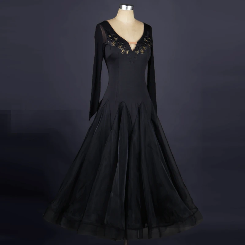 New Ballroom Dance Costumes Sexy Dress for Women Long Sleeve Modern Performance Costume Dancing Skirt | Тематическая одежда и