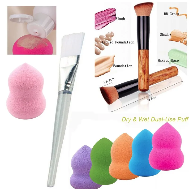 AddFavor красота макияж набор Professional деревянный составляют кисточки кисточка для основы и сухой мокрый Губка Puff губка из бутылочной тыквы