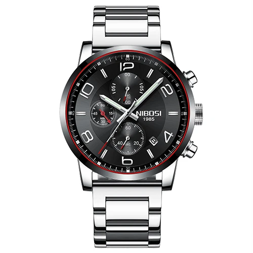 NIBOSI New Type Luxury Watch Quartz Wrist Watch Fashion Stainless Steel Watch for Man Relogio Masculino Exquisite Silver - Цвет: F