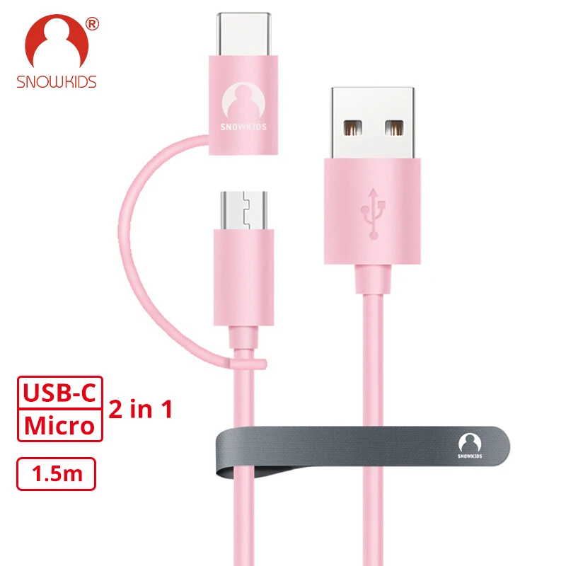 Usb кабель Snowkids Type C и Micro 【 2 в 1 usb шт. для Android HTC 10 U11 U12Xperia XZ Samsung Galaxy S8 S9 Huawei|cable for|2 in