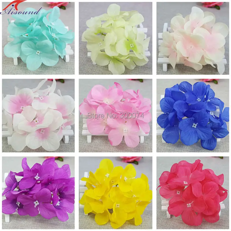 

50PCS 11cm Large Hydrangea Head Artificial Silk Flowers For Wedding Decoration DIY Handmade Floral Crafts Supplies Flories