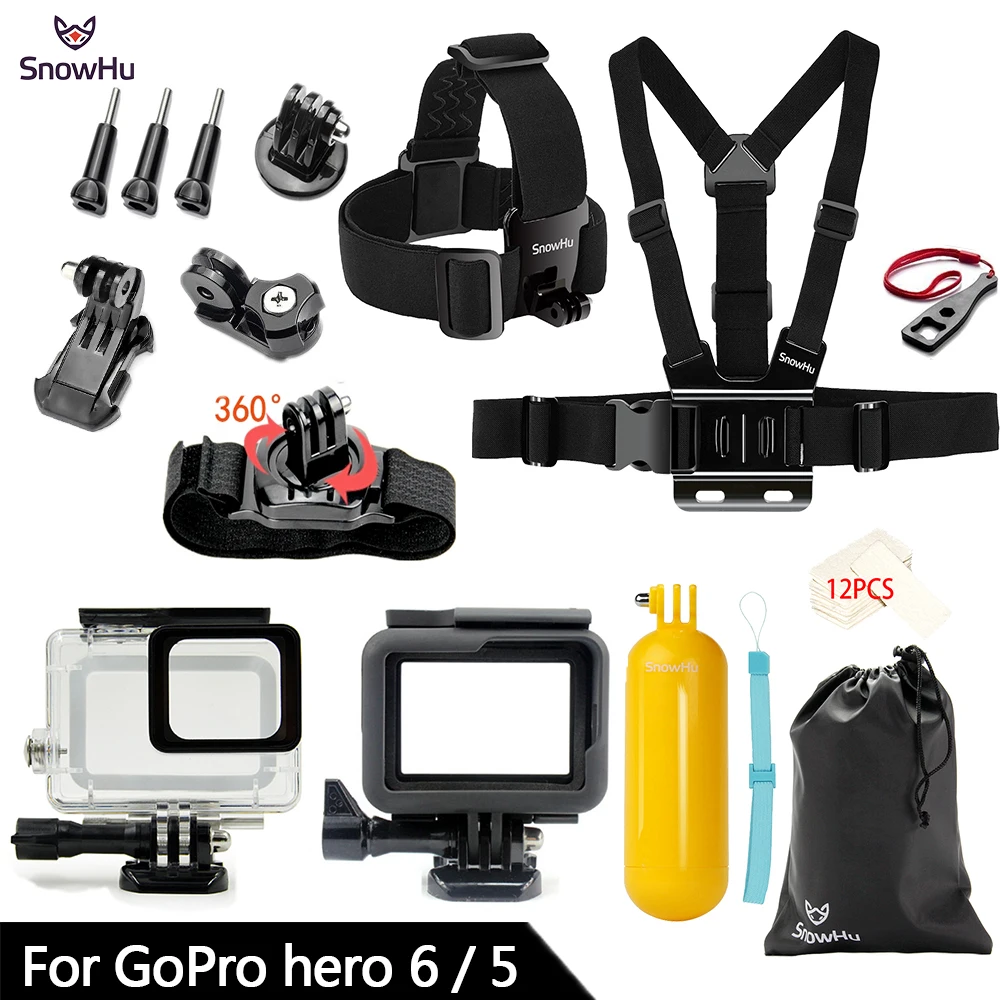 GS73B Аксессуары snowhu для Gopro набор для Gopro hero 7 6 5 водонепроницаемый чехол защитная рамка монопод для Go pro 7/6/5 GS73 - Цвет: GS73B