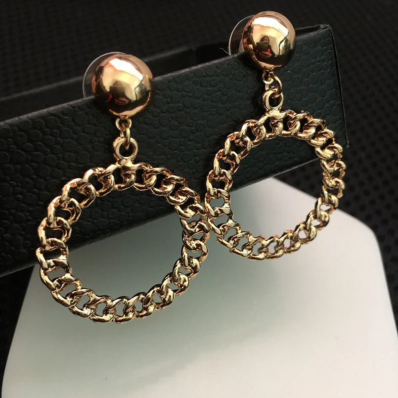 Модные круглые серьги в стиле панк золотые подвески brinco feminino bijoux femme 2017|oorbellen