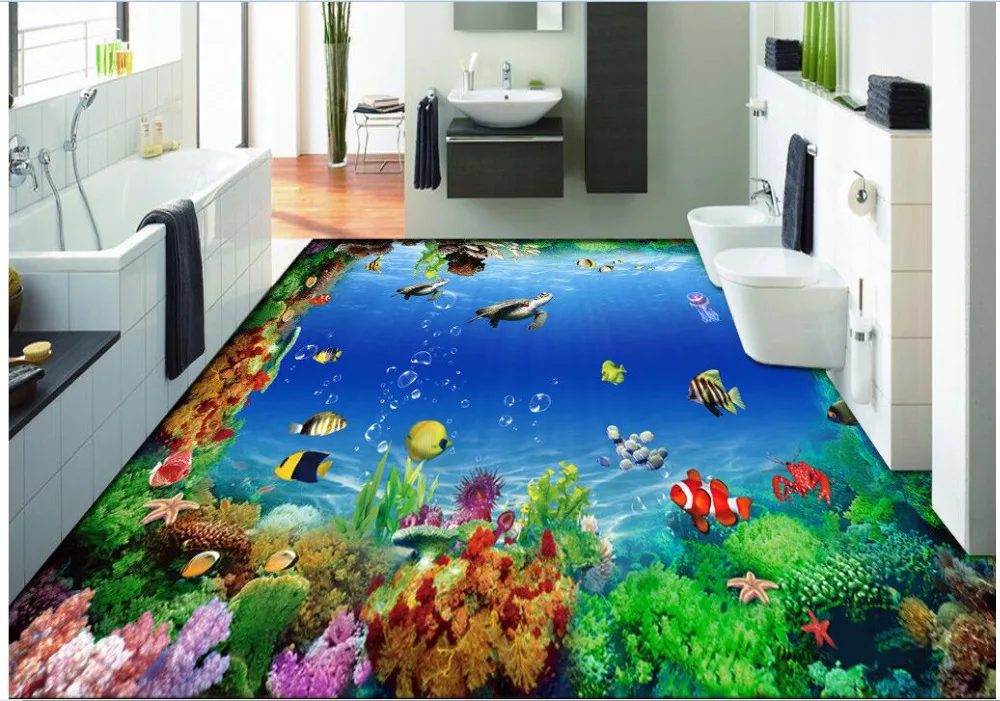 Пользовательские фото 3d ПВХ настил водонепроницаемый спальня стикер морской