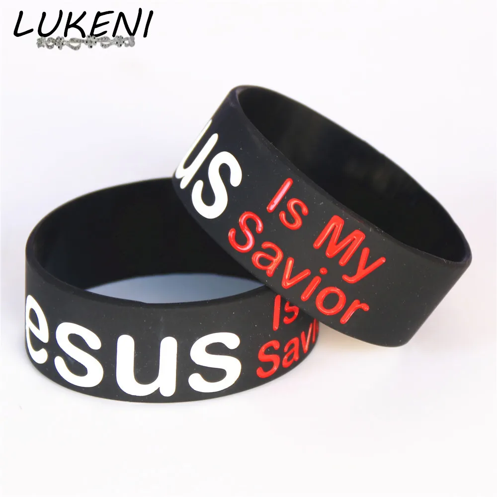 LUKENI 1 шт. и надписью Jesus Is My Savior силикон заполненный в Цвет браслет черный браслеты