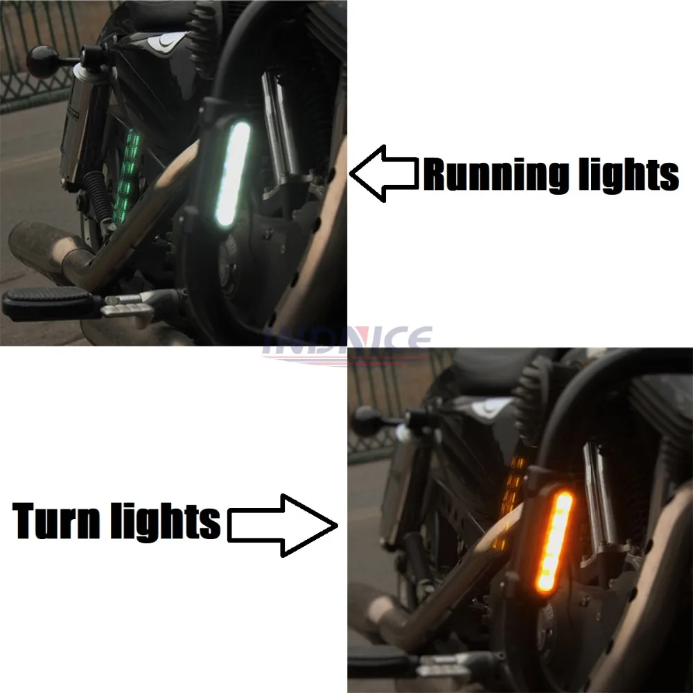 Черный мотоцикл шоссе бар свет горки LED указатель поворота аварийные бары для Harley