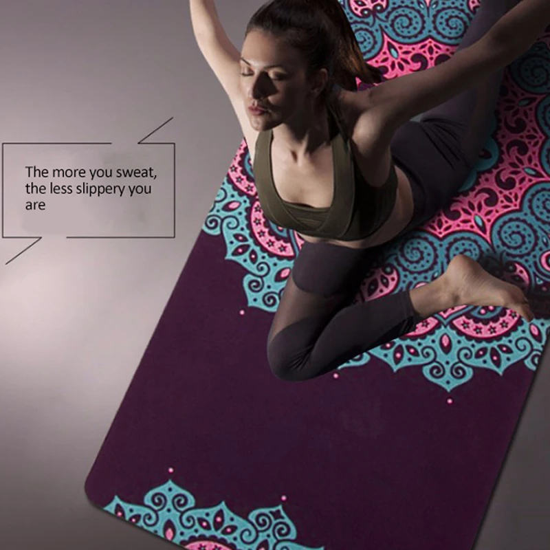 5 мм Lotus Pattern замшевый коврик для занятий йогой нескользящий похудения фитнес