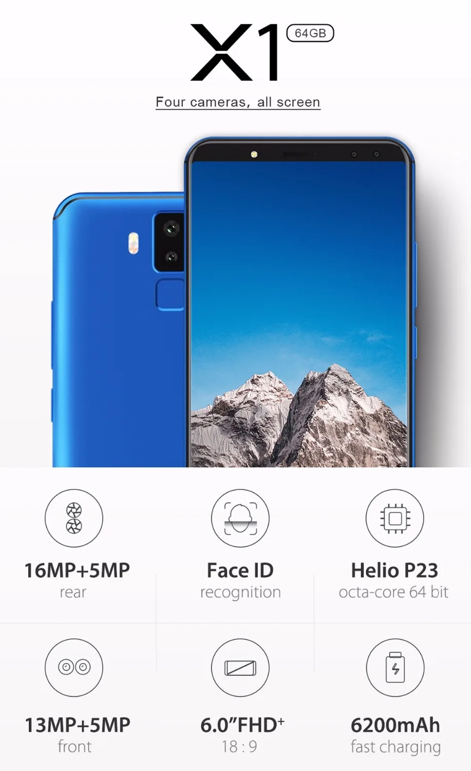 Vernee X1 Android 7 1 мобильный телефон 6 дюймов MT6763 Восьмиядерный 6G Оперативная память 64G