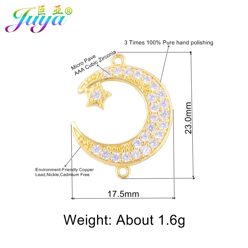 Juya DIY исламские ювелирные изделия в виде полумесяца фурнитура для шарма